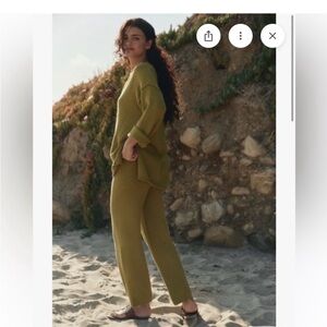 Free People Hailee Set Olive Straight-Leg Knit Pants